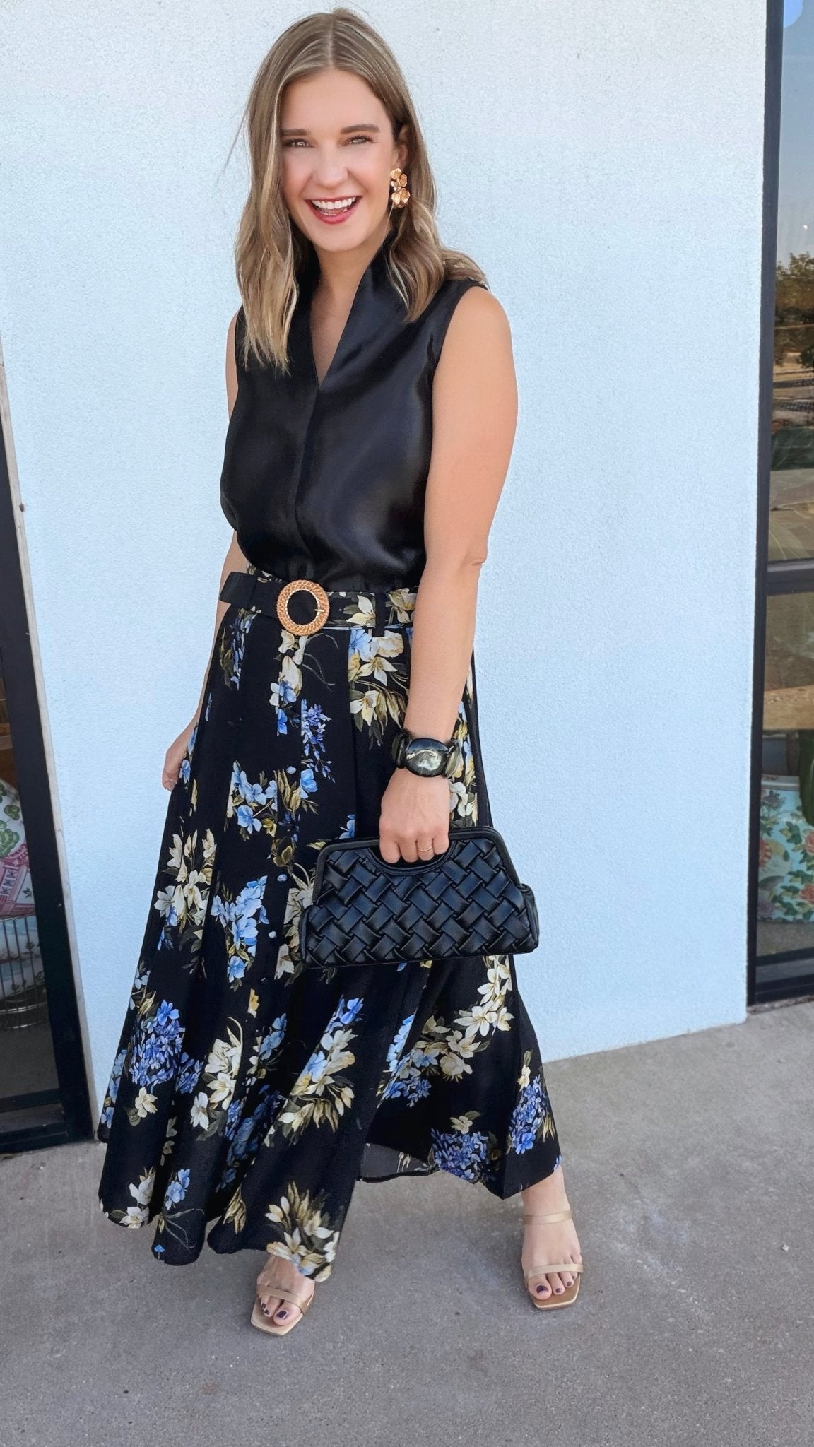 Ines Floral Belted Skirt - Elle Maxine