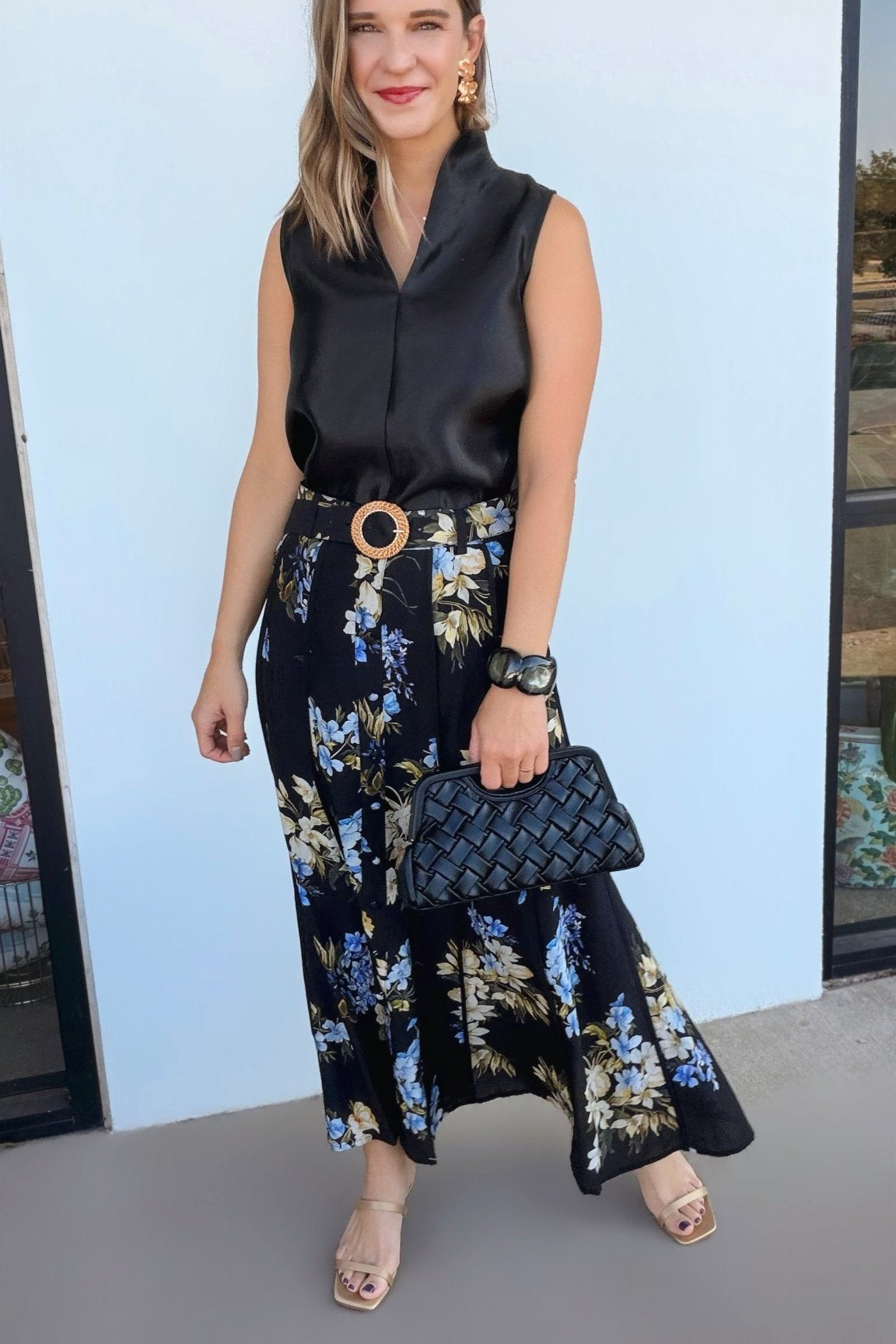 Ines Floral Belted Skirt - Elle Maxine