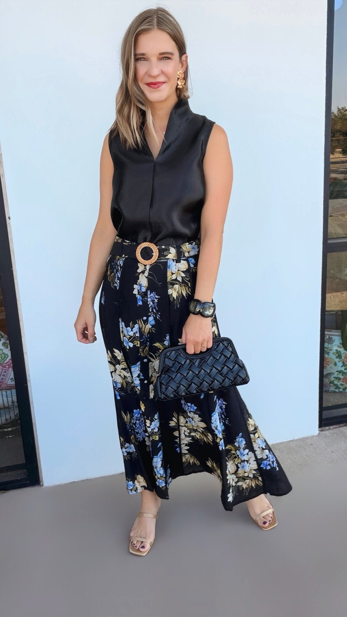 Ines Floral Belted Skirt - Elle Maxine