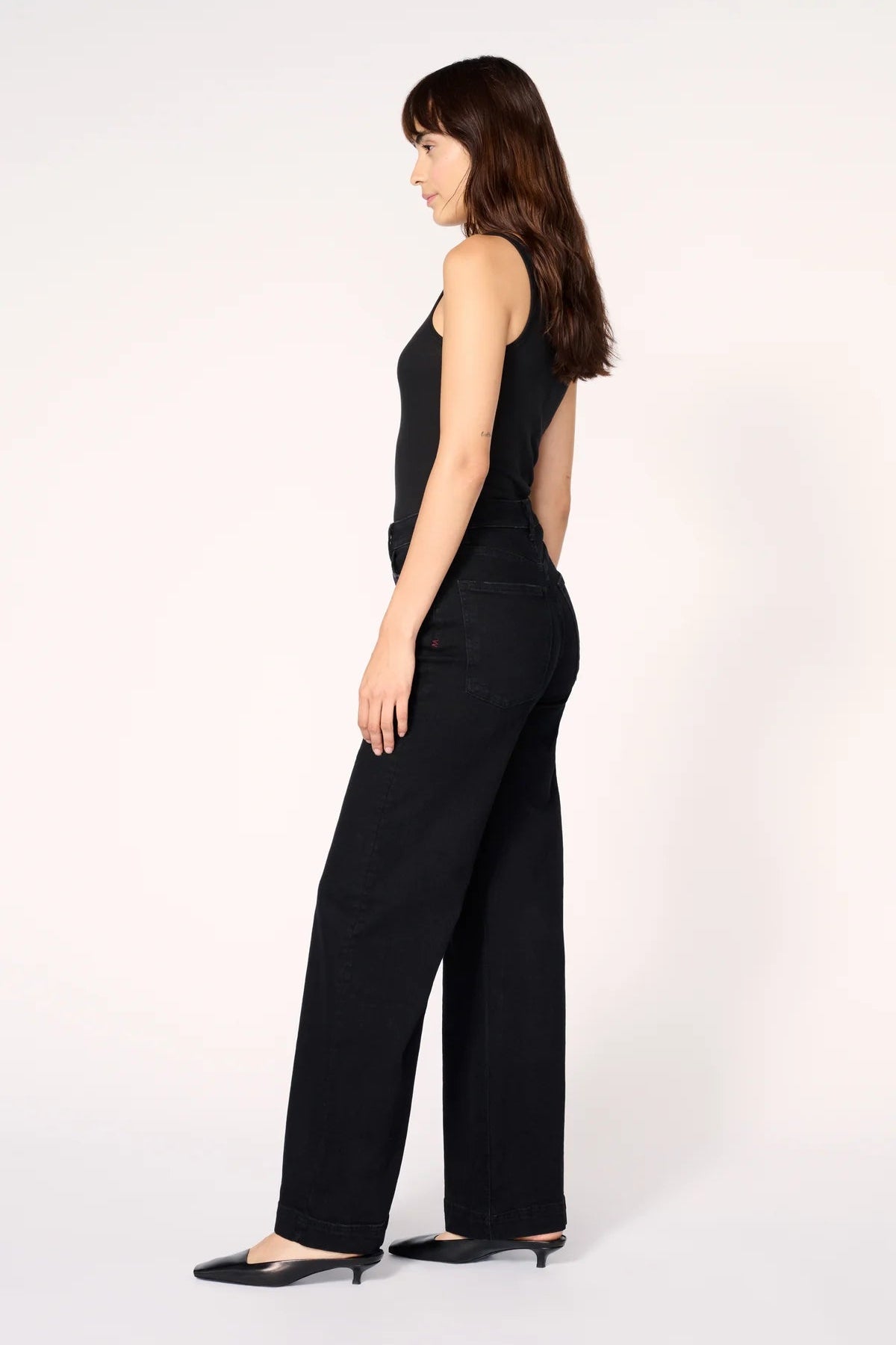 Inkwell Cropped Wide Leg Jeans - Black - Elle Maxine