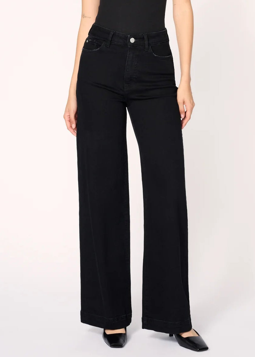 Inkwell Cropped Wide Leg Jeans - Black - Elle Maxine