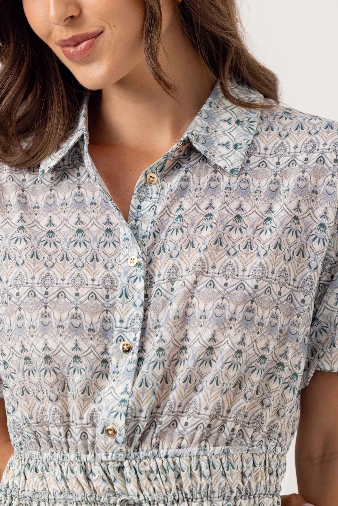 Isana Dress - Damask Skywash - Elle Maxine