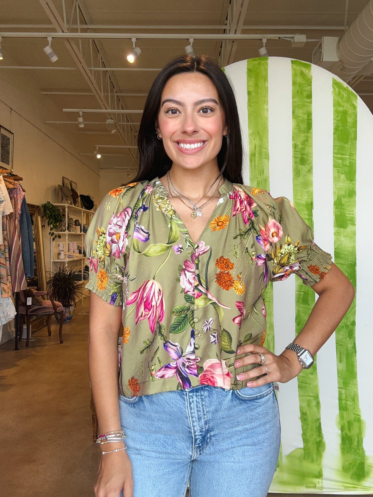 Isla Floral Puff Sleeve Top - Elle Maxine