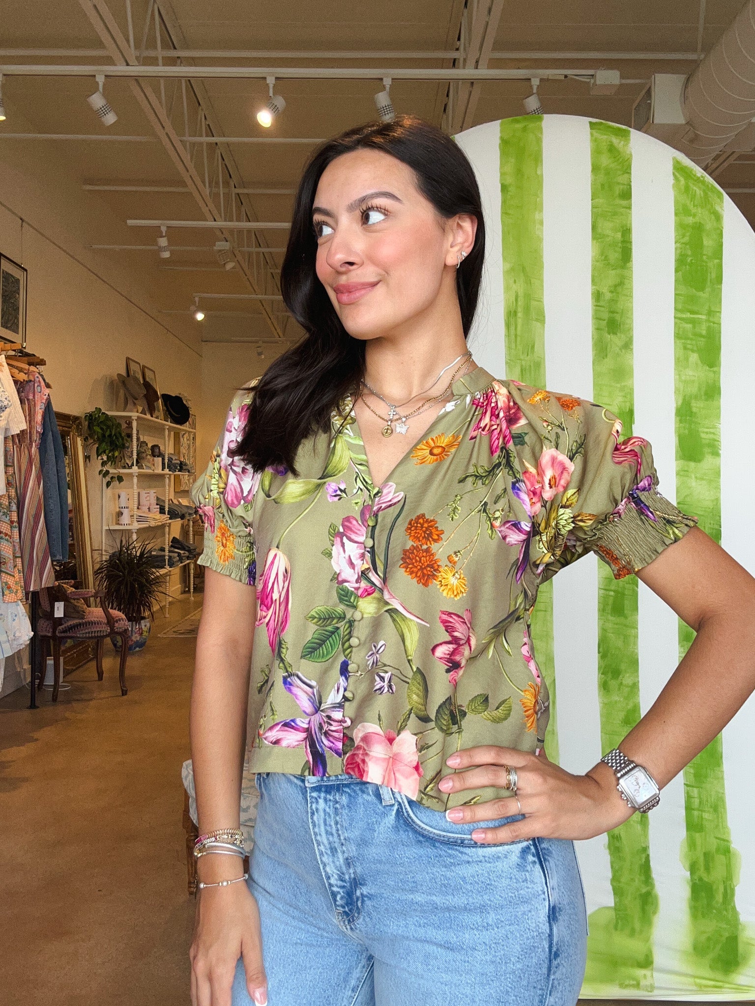 Isla Floral Puff Sleeve Top - Elle Maxine