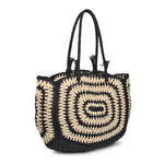Isla Straw Beach Tote - Black/Natural - Elle Maxine