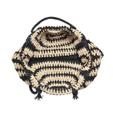 Isla Straw Beach Tote - Black/Natural - Elle Maxine