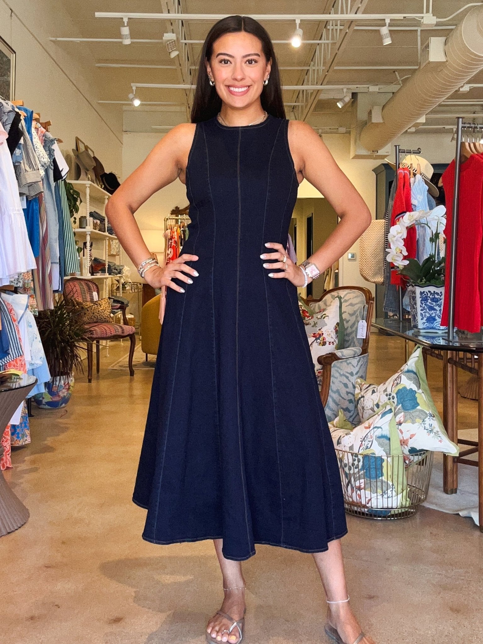 Jackie Denim Midi Dress - Elle Maxine