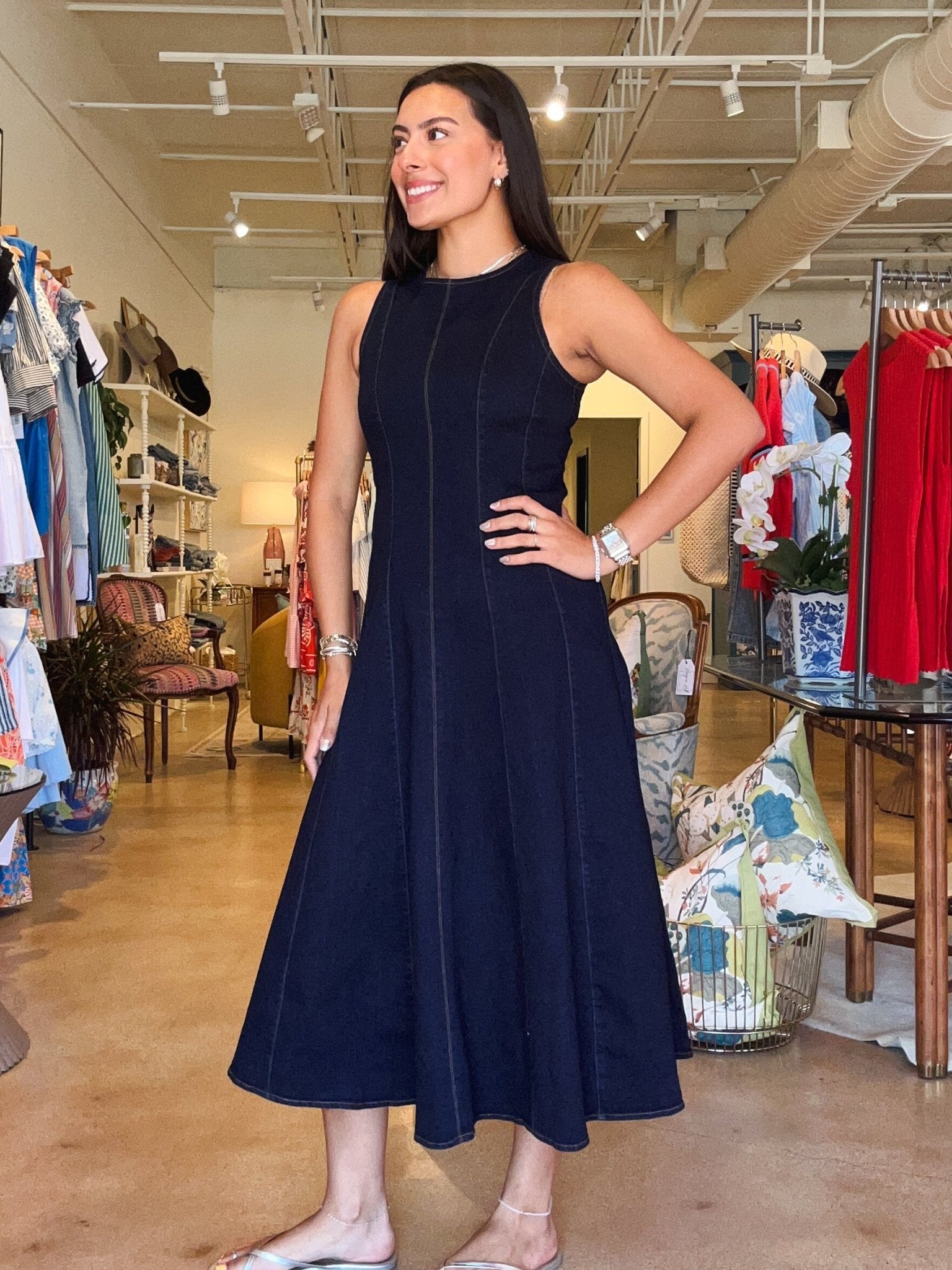 Jackie Denim Midi Dress - Elle Maxine