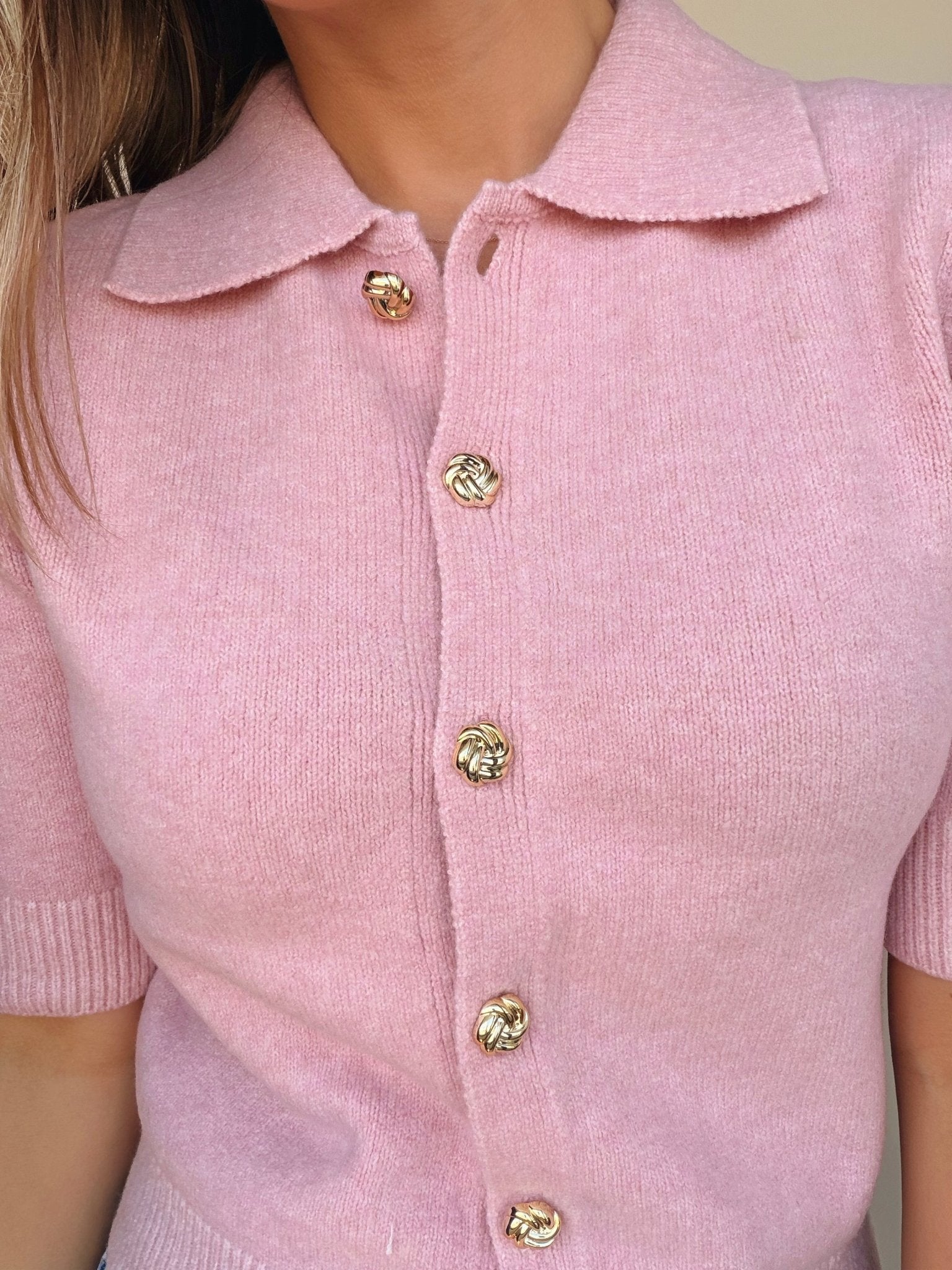 Jackie Short Sleeve Collared Sweater - Elle Maxine