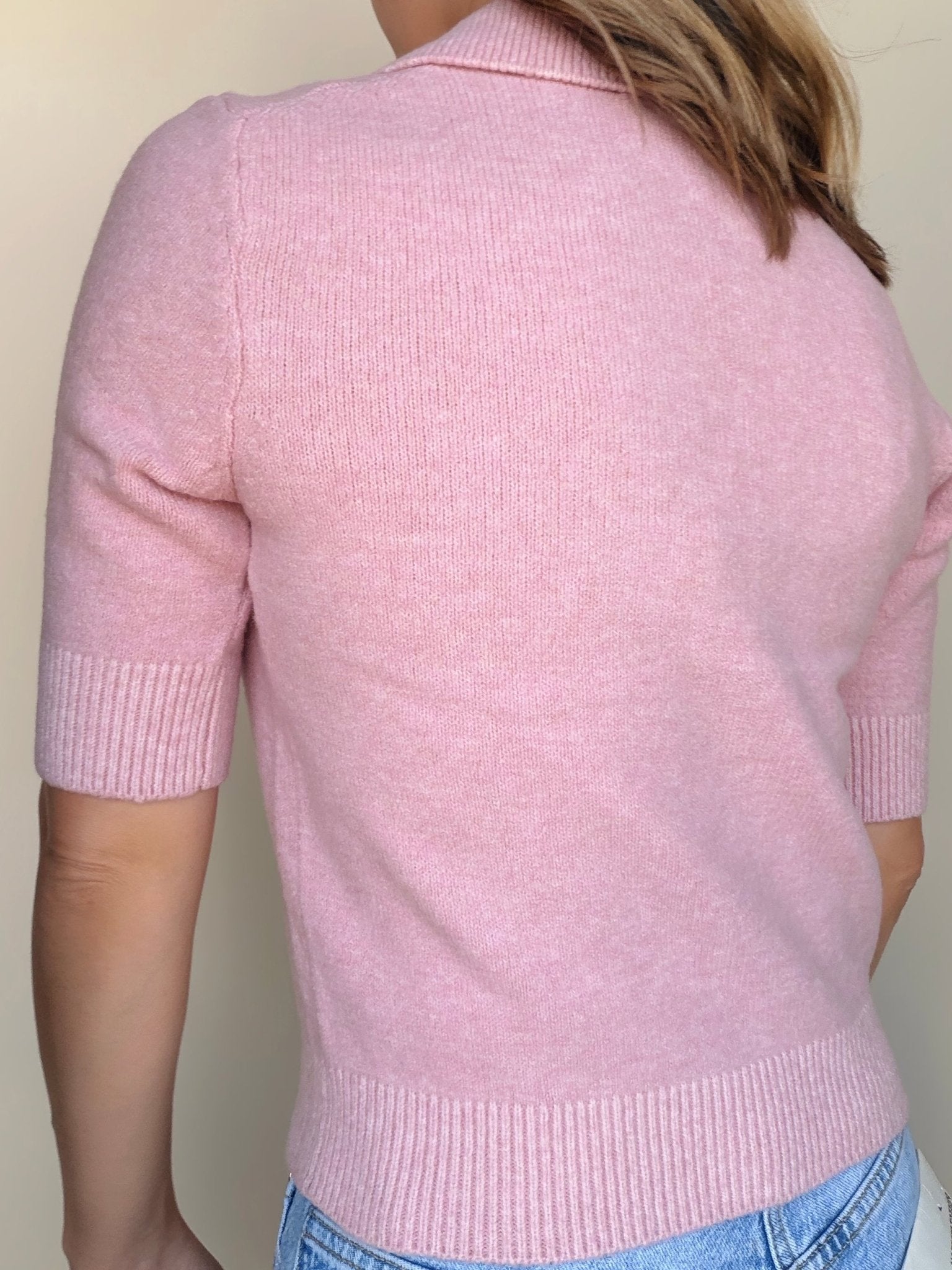 Jackie Short Sleeve Collared Sweater - Elle Maxine