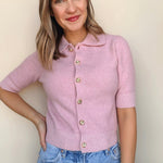 Jackie Short Sleeve Collared Sweater - Elle Maxine