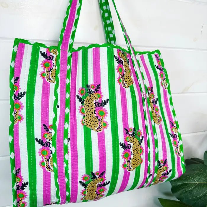 Jaguar Stripe Quilted Tote - Elle Maxine