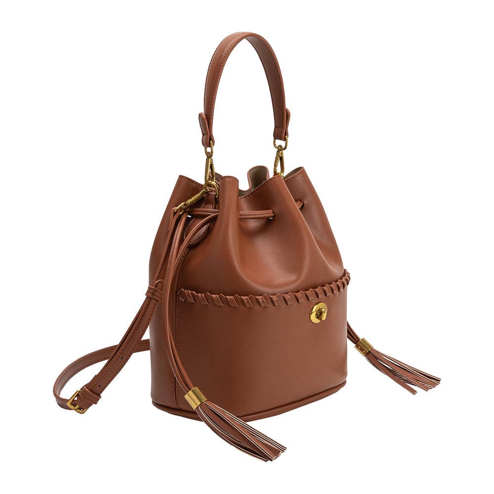 Janae Top Handle Bucket Bag - Saddle - Elle Maxine