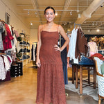 Jane Crochet Midi Dress - Brown - Elle Maxine