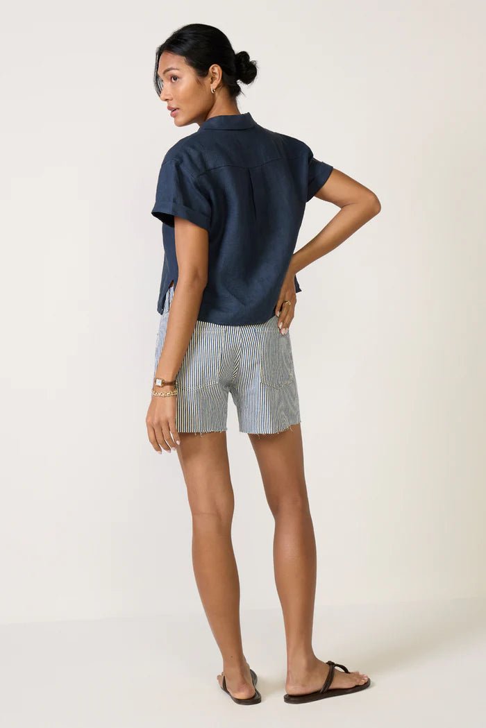 Jane High Rise Short - Navy Stripe - Elle Maxine