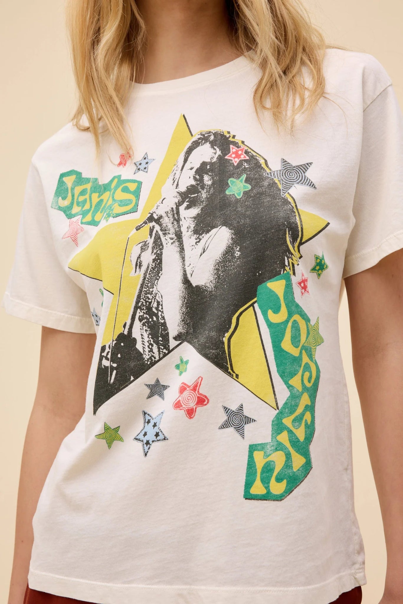 Janis Joplin Scrapbook Art Boyfriend Tee - Elle Maxine