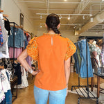 Jasmine Embroidered Floral Sleeve Top - Amber - Elle Maxine