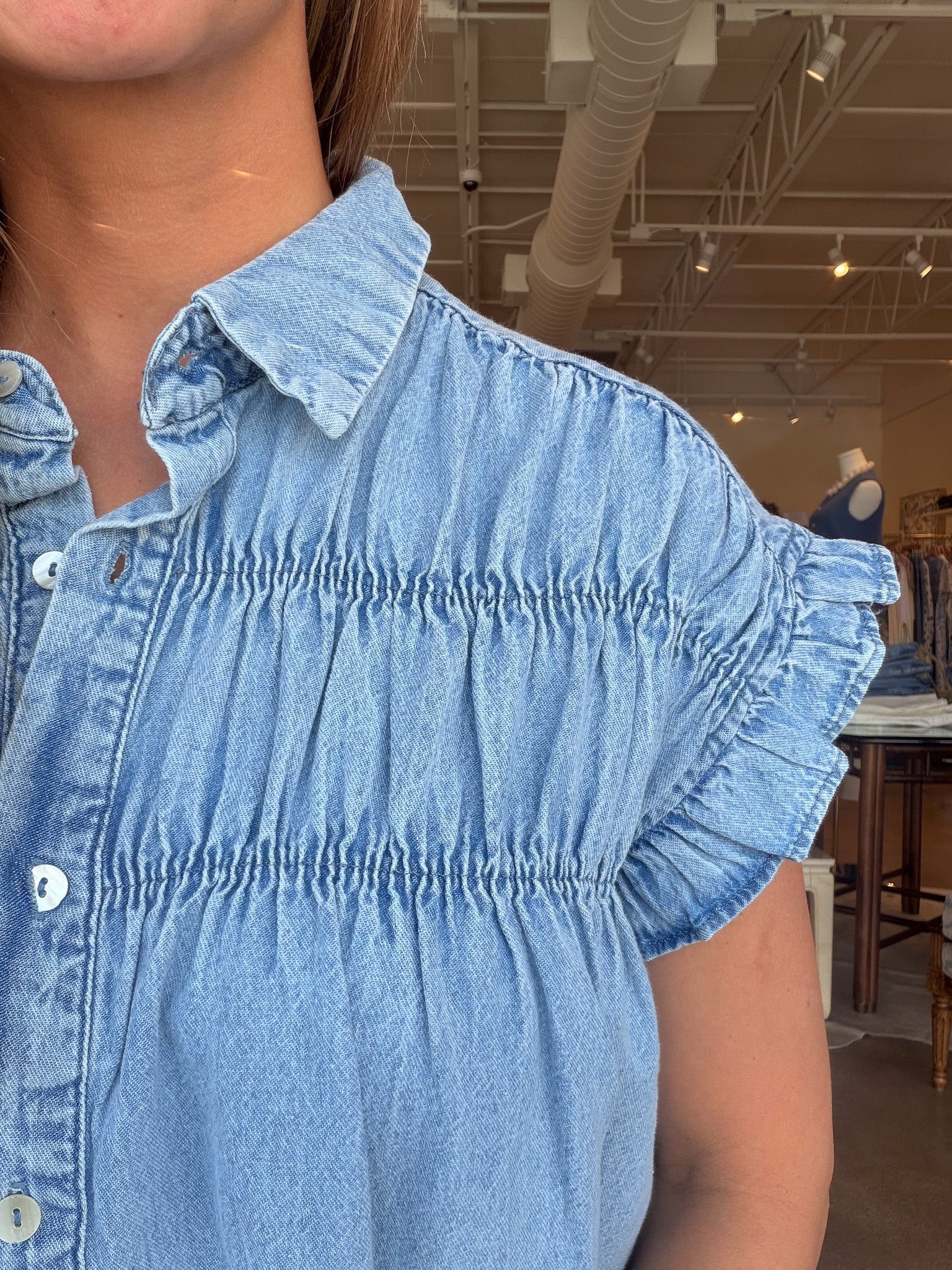 Jenna Dress - Chambray - Elle Maxine