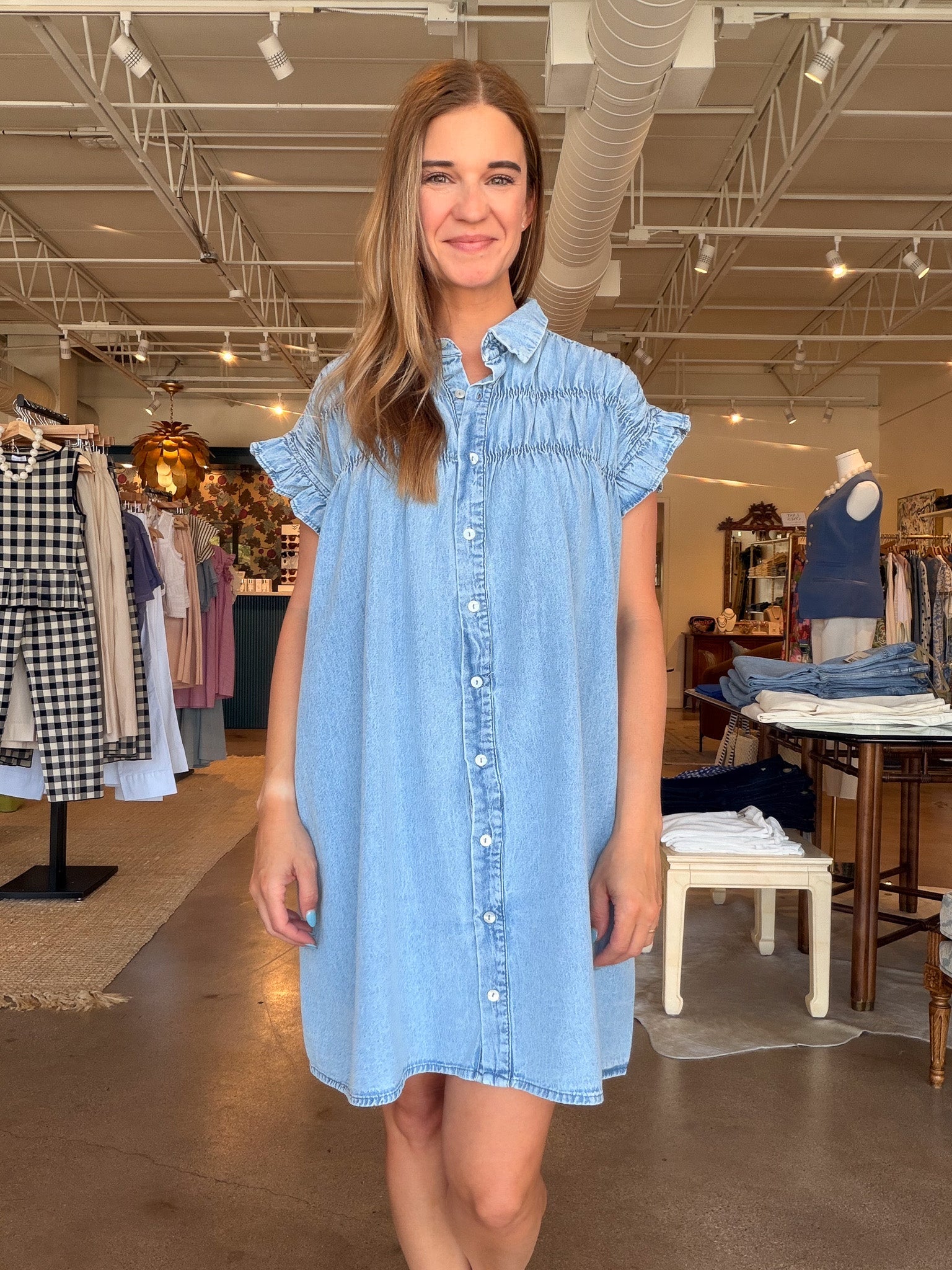 Jenna Dress - Chambray - Elle Maxine