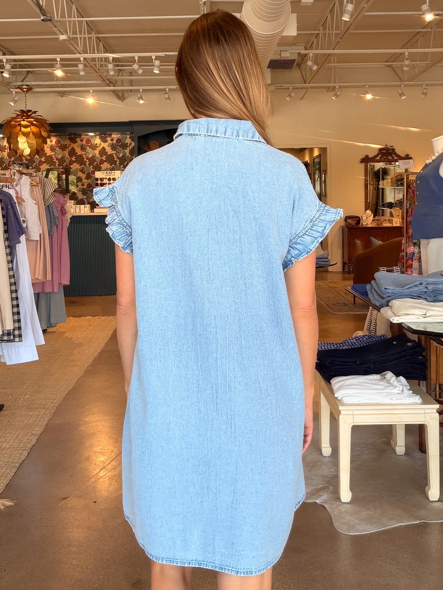 Jenna Dress - Chambray - Elle Maxine