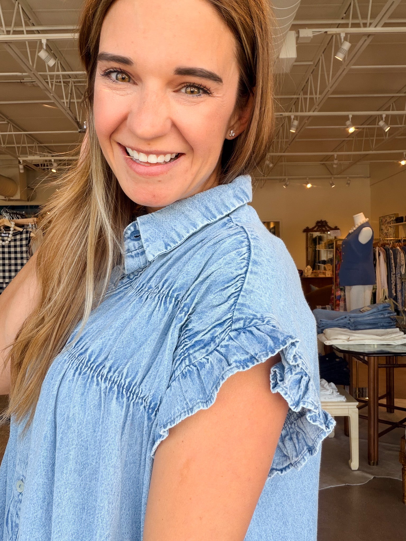 Jenna Dress - Chambray - Elle Maxine