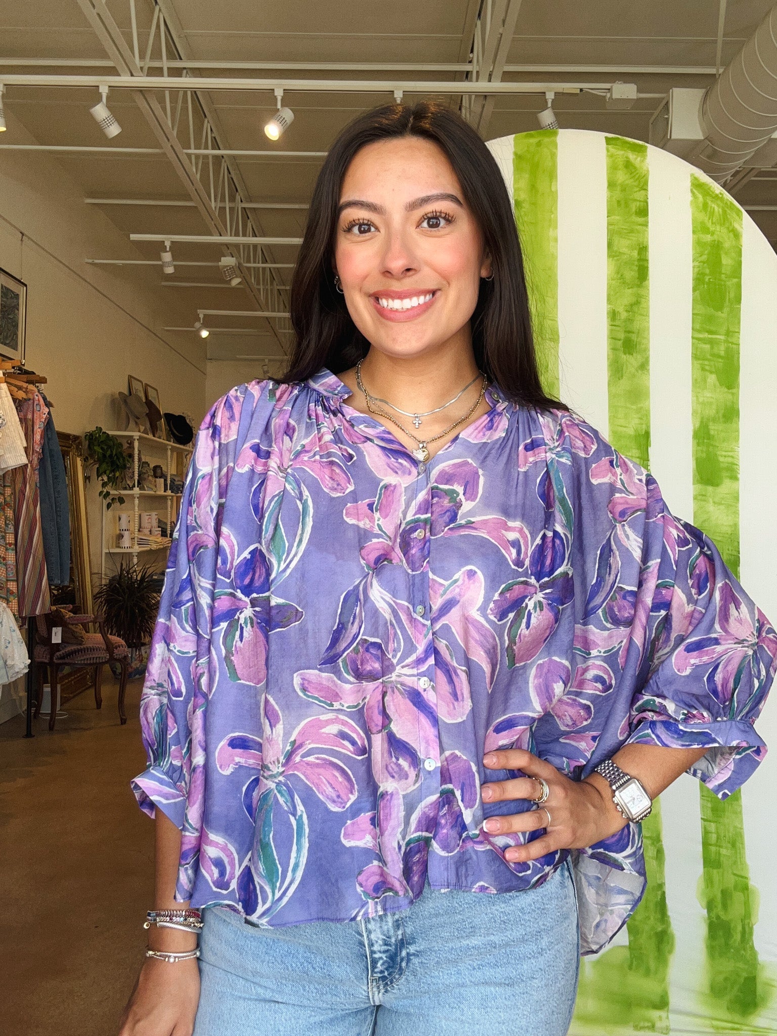 Jenna Floral Button Down Top - Elle Maxine