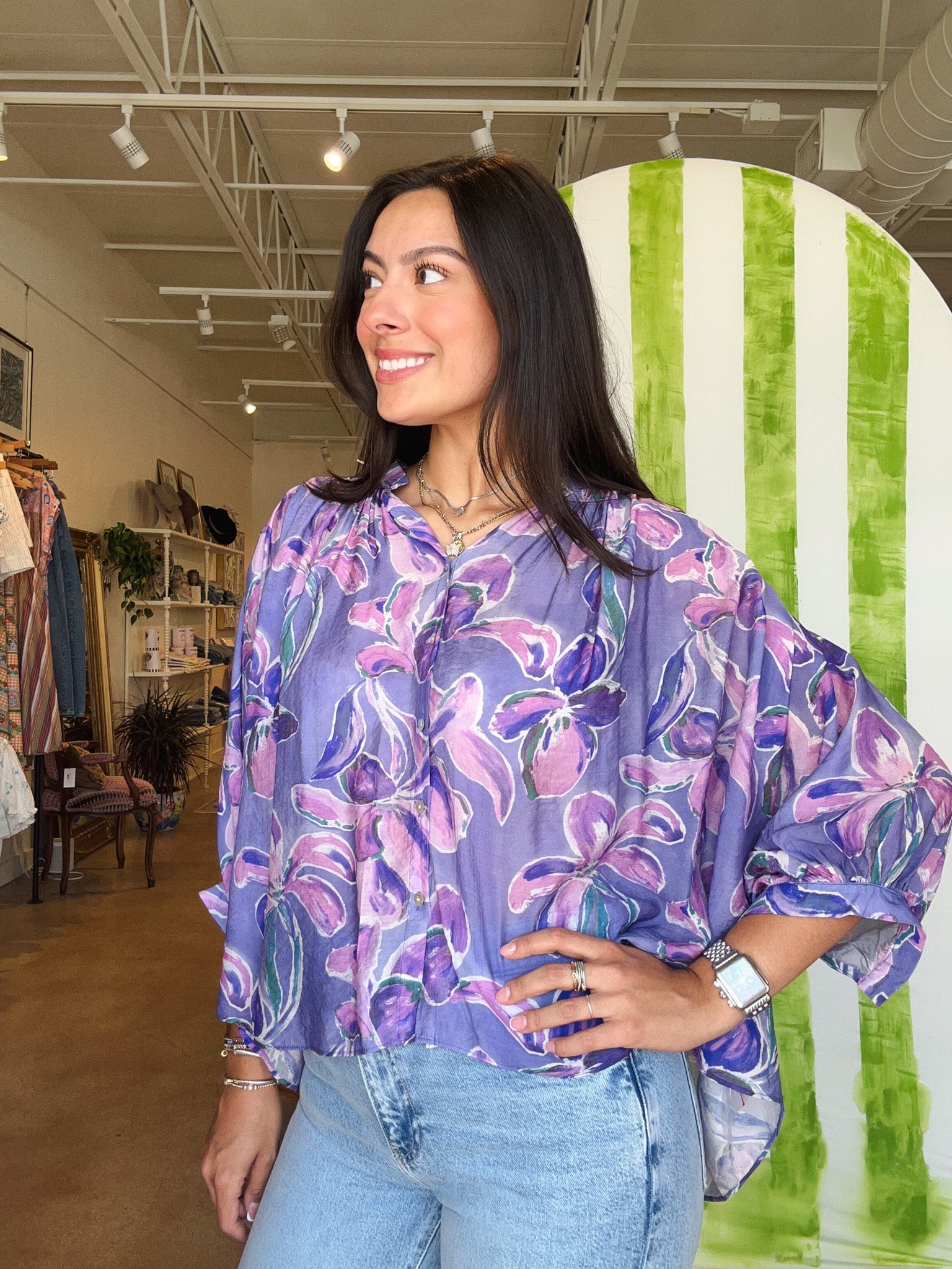 Jenna Floral Button Down Top - Elle Maxine
