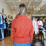 Jennevie Cable Knit Sweater - Brick - Elle Maxine