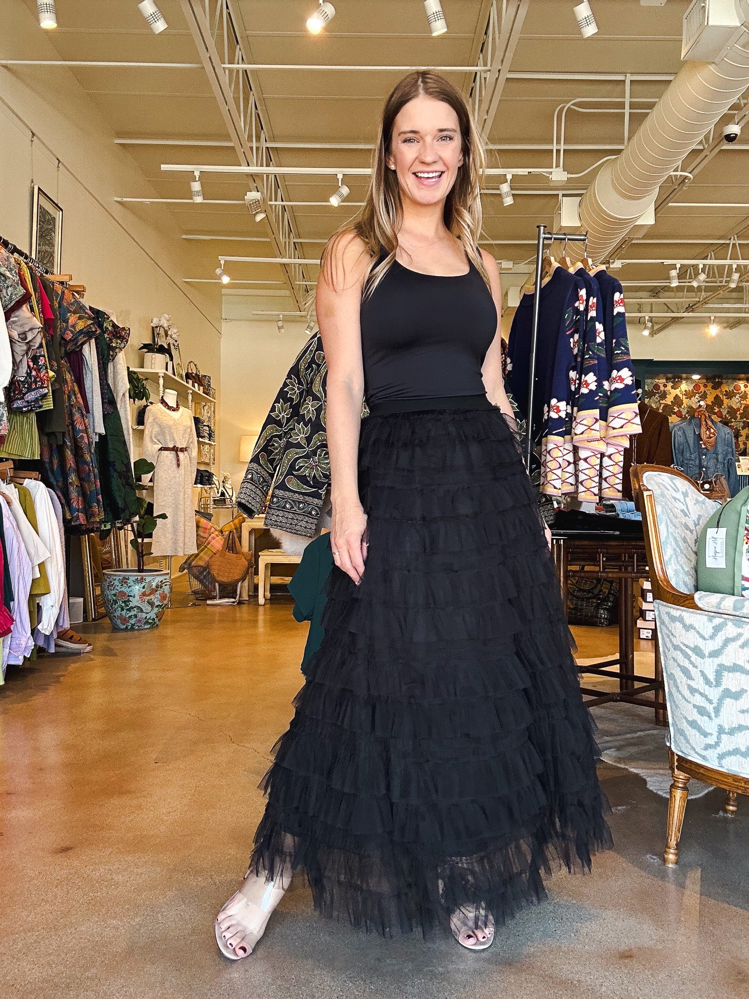 Jenny Tiered Skirt - Black - Elle Maxine