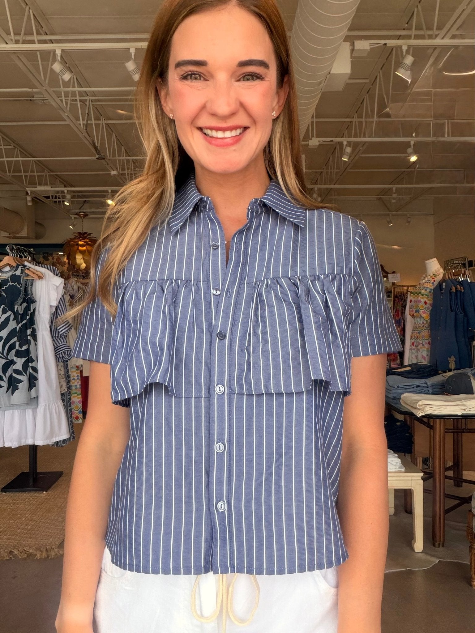 Jillian Layer Stripe Blouse - Elle Maxine