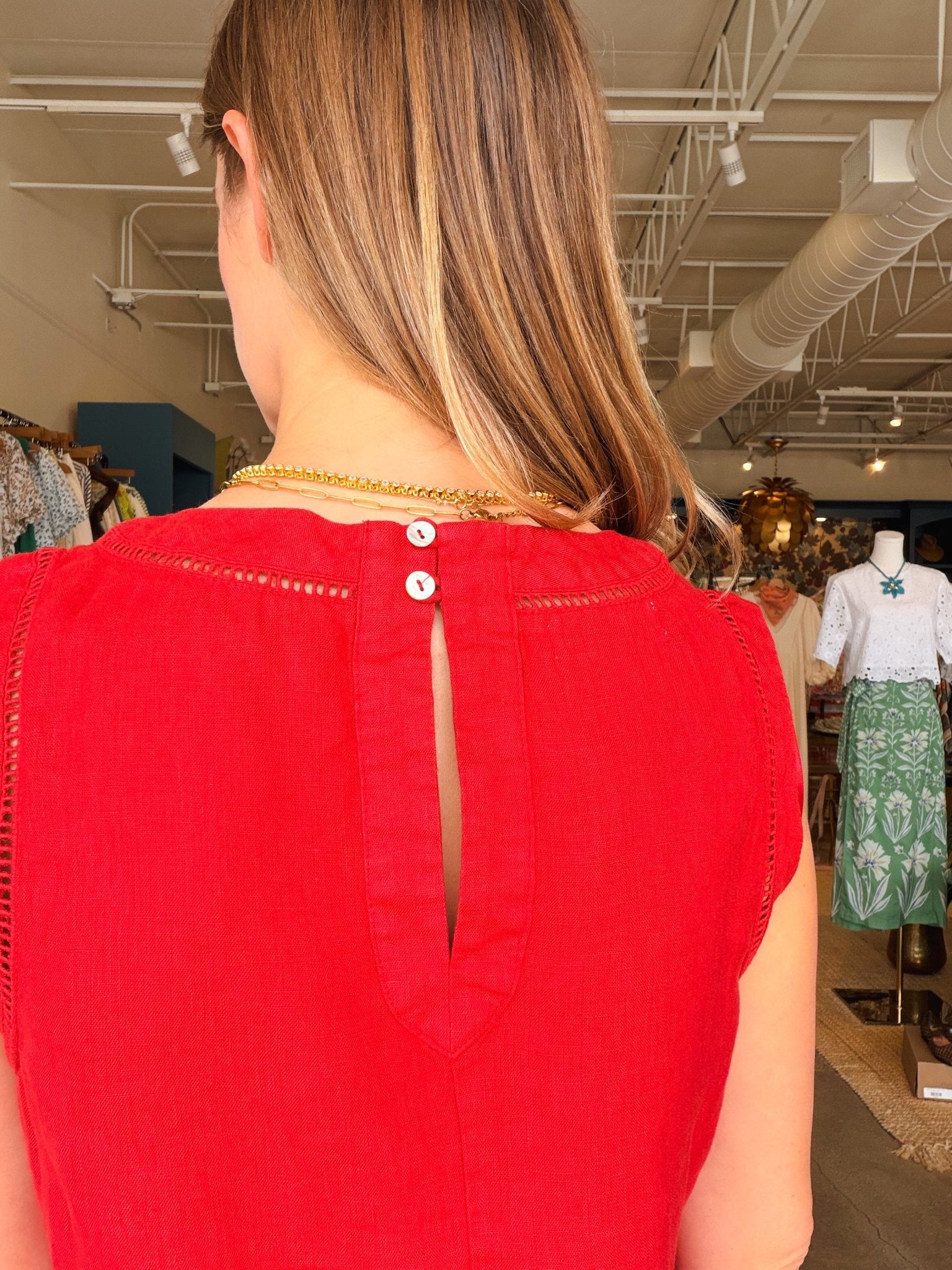 Joanne Sleeveless Top - Tomato - Elle Maxine