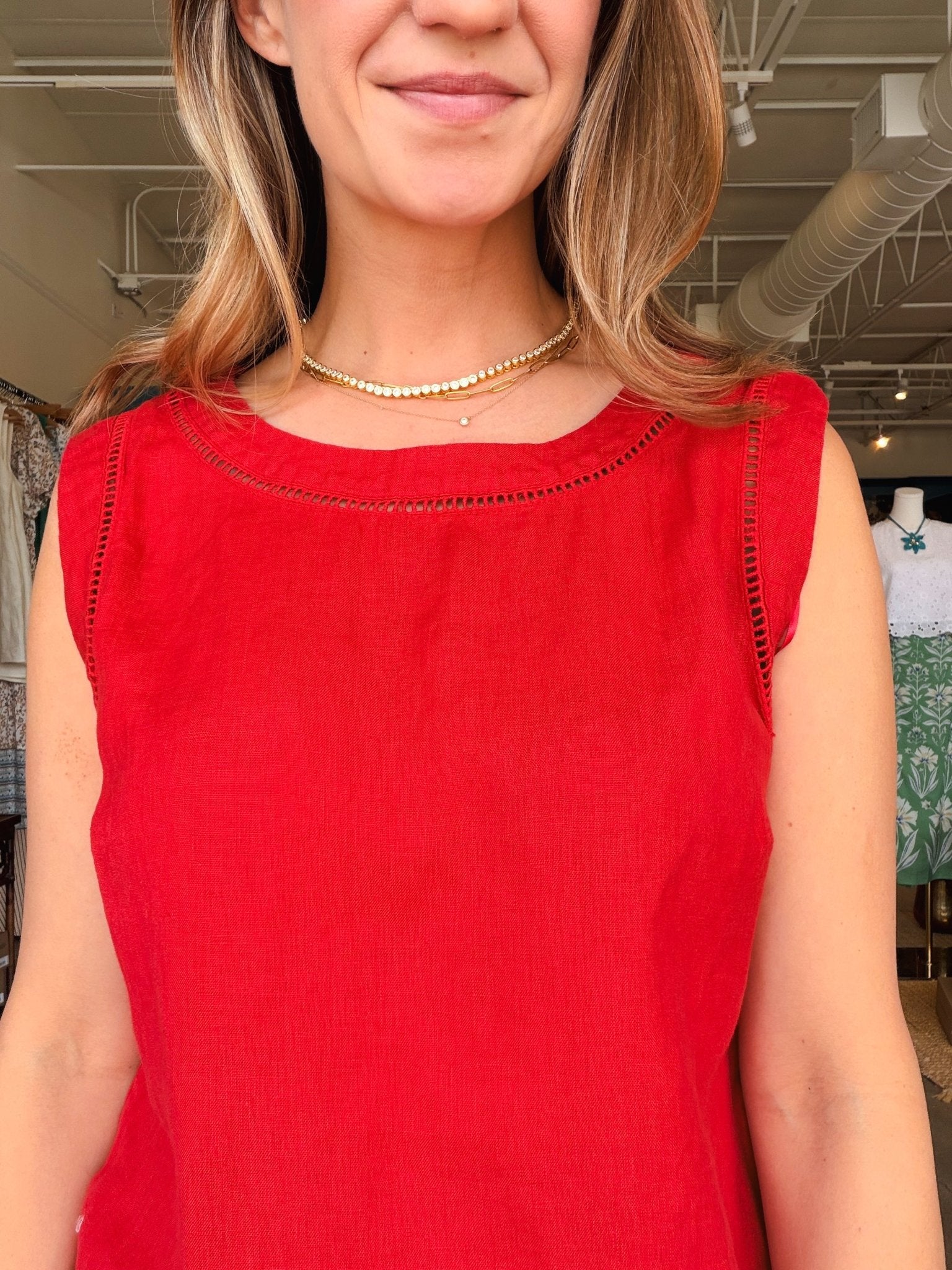 Joanne Sleeveless Top - Tomato - Elle Maxine