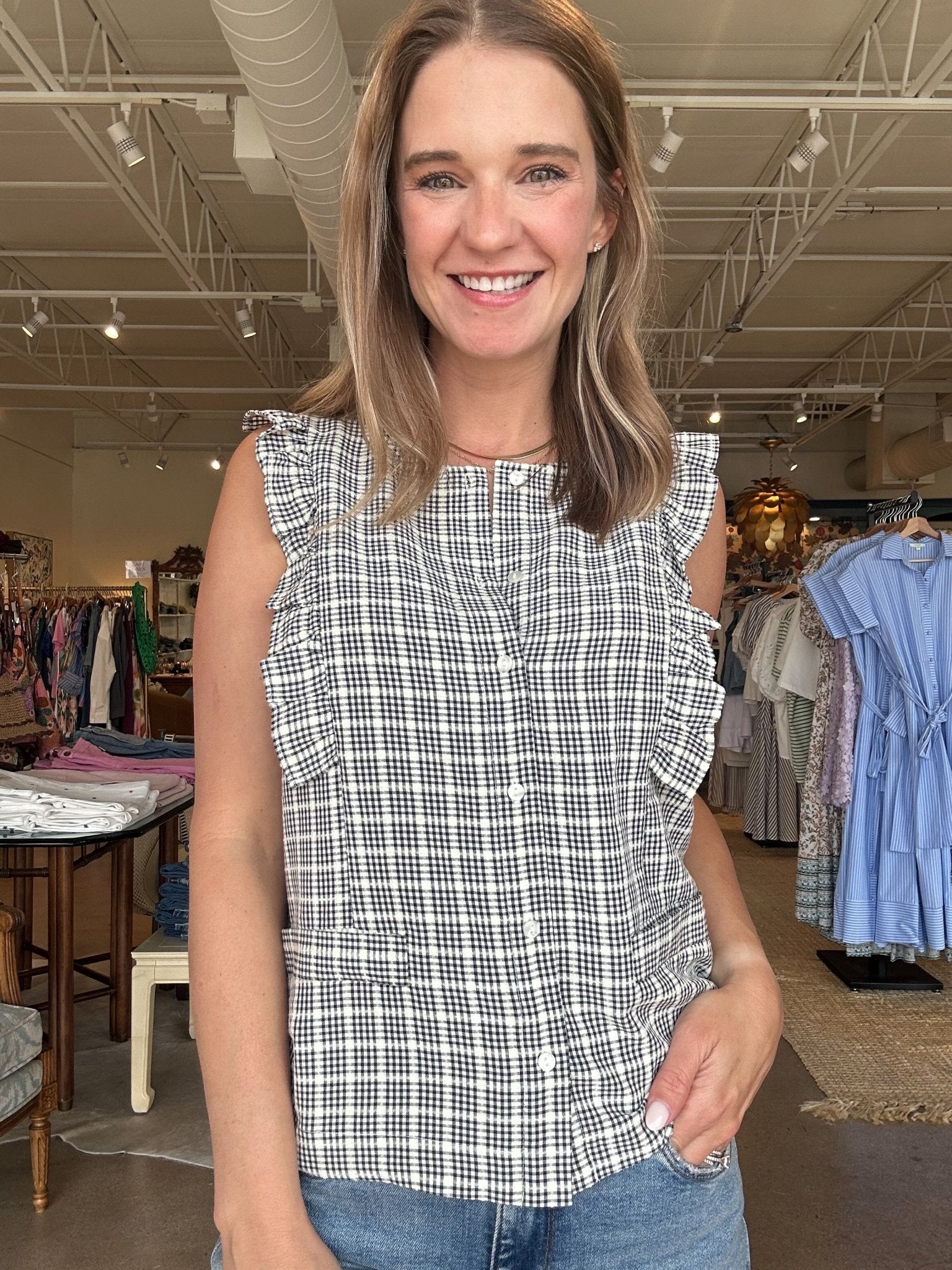 Jolie Plaid Ruffle Top - Elle Maxine