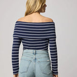 Josie Off Shoulder Stripe Top - Elle Maxine