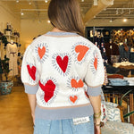 Julia Heart Short Sleeve Sweater - Elle Maxine
