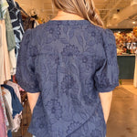 Julia Puff Sleeve Floral Top - Navy - Elle Maxine