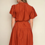 Junie Flutter Sleeve Belted Dress - Elle Maxine