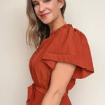 Junie Flutter Sleeve Belted Dress - Elle Maxine