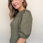 Kansas Poplin Sleeve Henley - Elle Maxine
