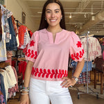 Katie Floral Puff Sleeve Top - Pink - Elle Maxine