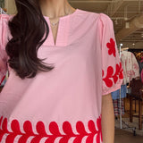 Katie Floral Puff Sleeve Top - Pink - Elle Maxine