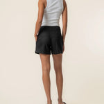 Katie High Rise Drawstring Short - Black - Elle Maxine