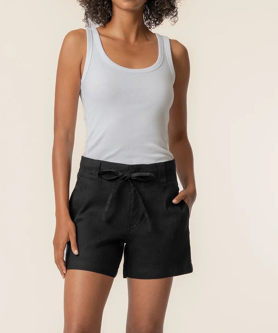 Katie High Rise Drawstring Short - Black - Elle Maxine