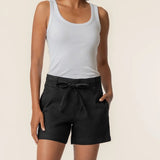 Katie High Rise Drawstring Short - Black - Elle Maxine