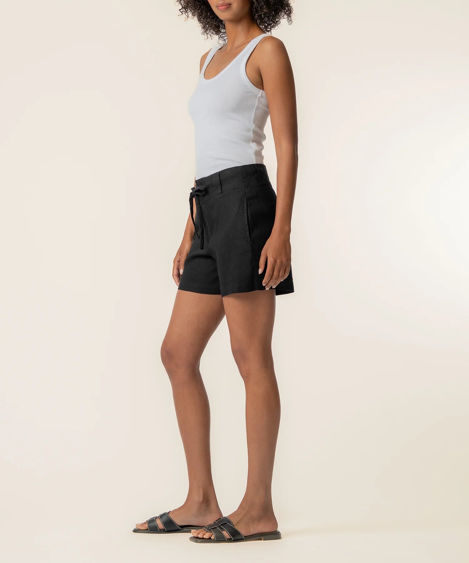 Katie High Rise Drawstring Short - Black - Elle Maxine