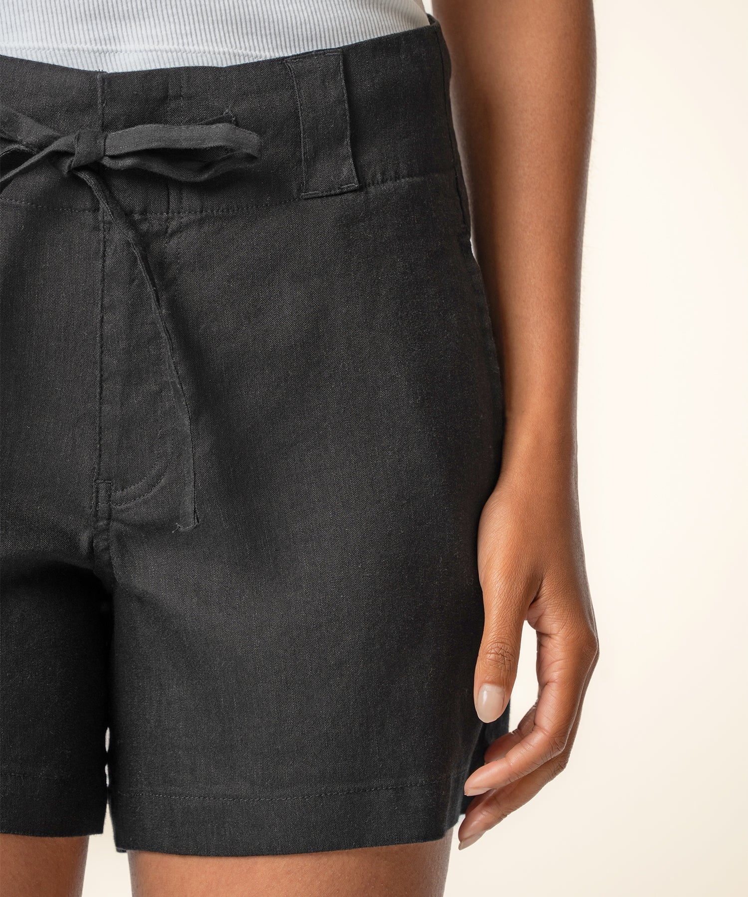 Katie High Rise Drawstring Short - Black - Elle Maxine