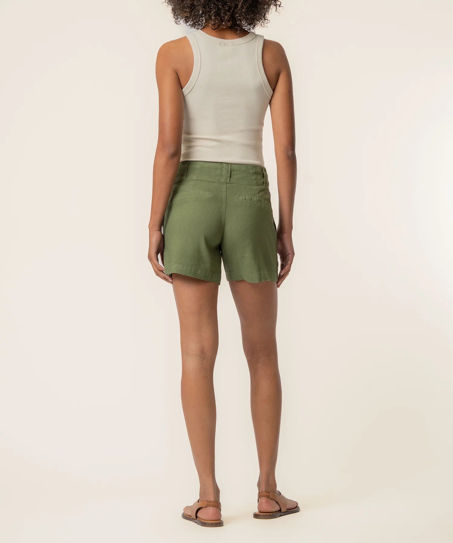 Katie High Rise Drawstring Short - Dill - Elle Maxine