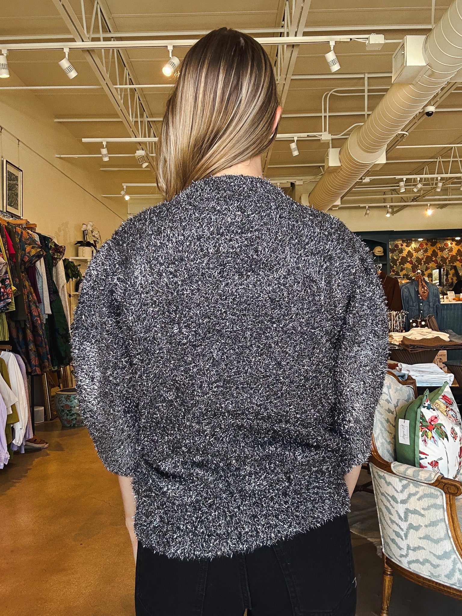 Katy Metallic Sweater - Gunmetal - Elle Maxine