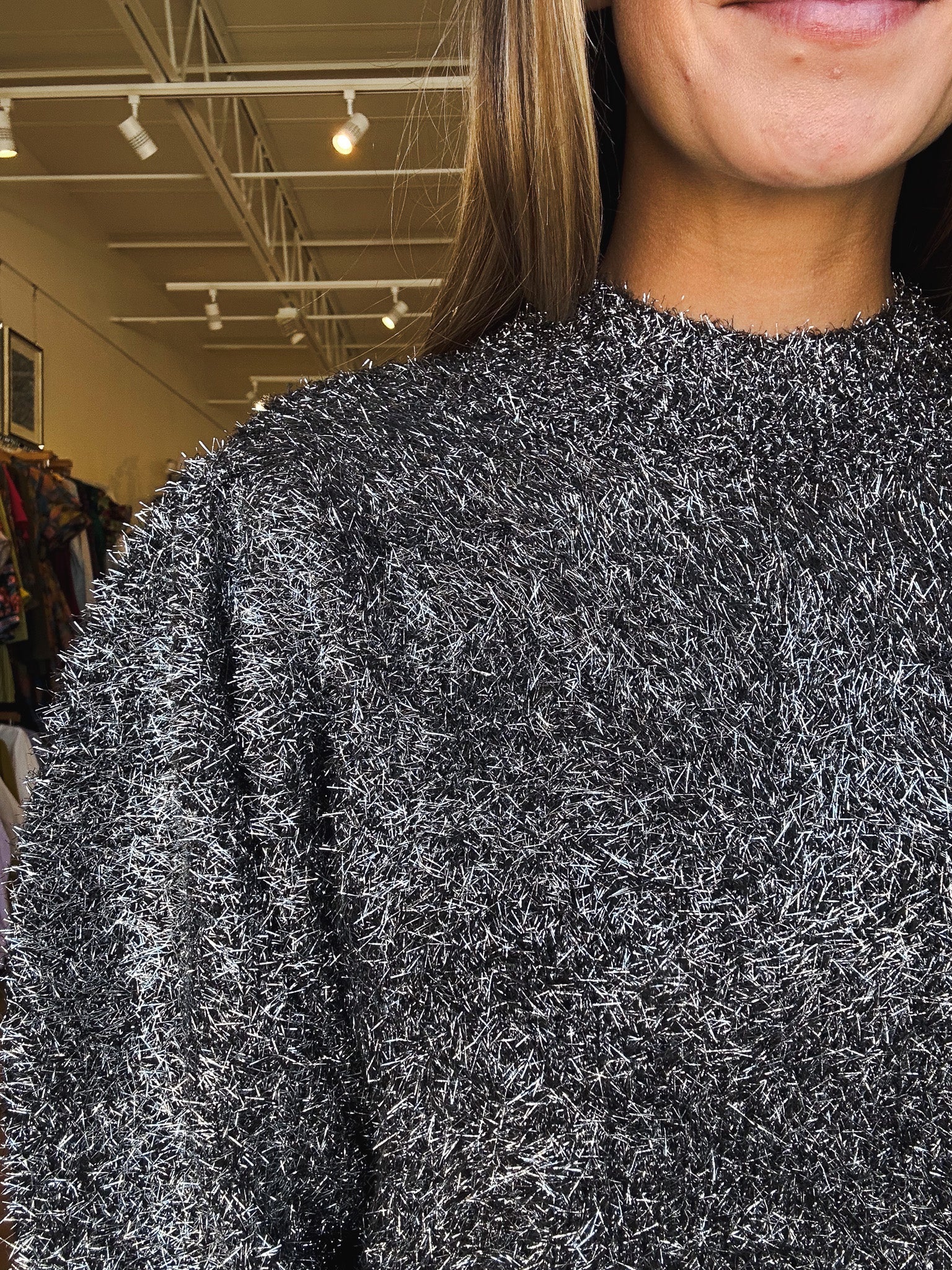 Katy Metallic Sweater - Gunmetal - Elle Maxine