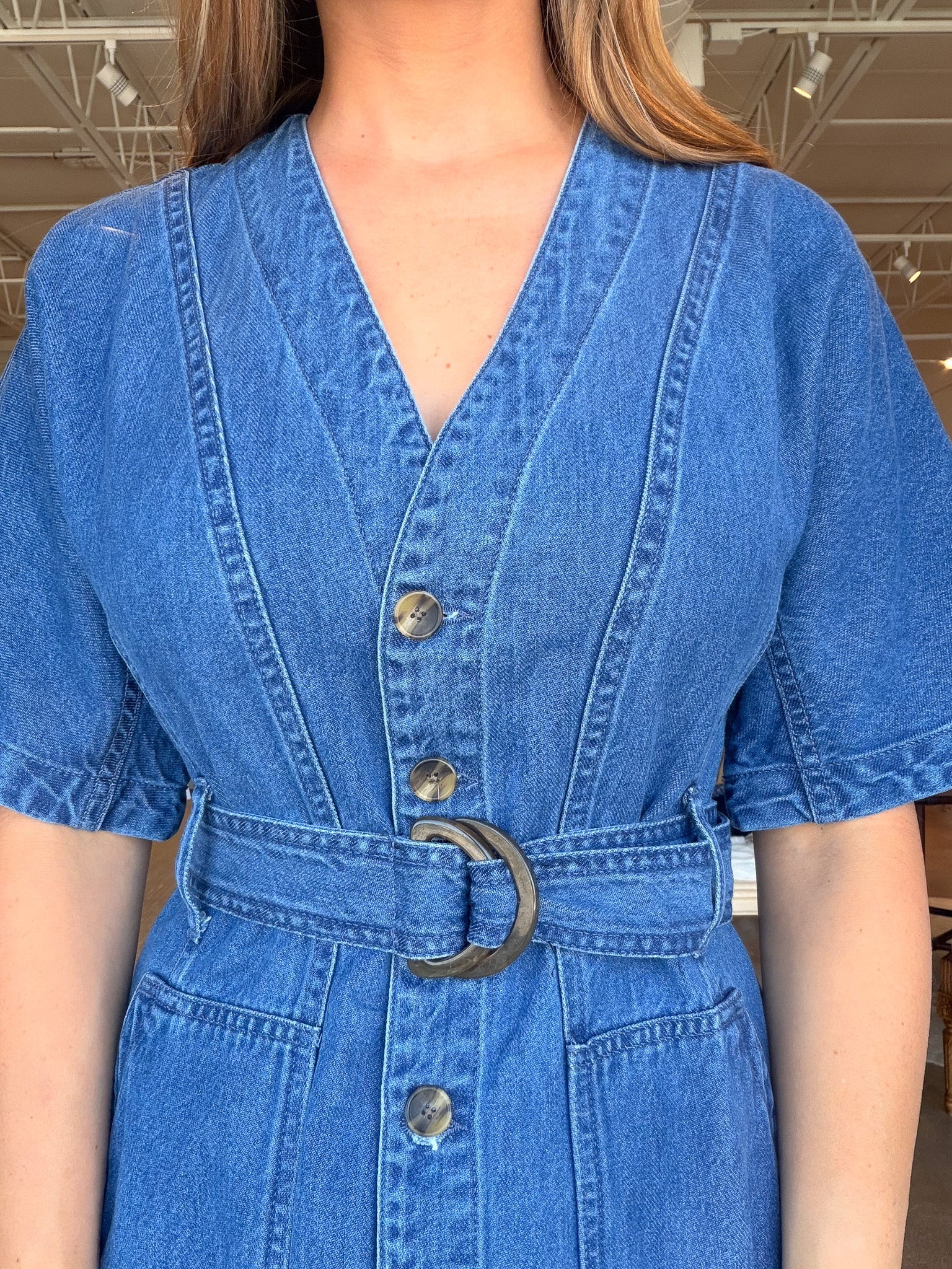 Kaulana Belted Denim Dress - Elle Maxine